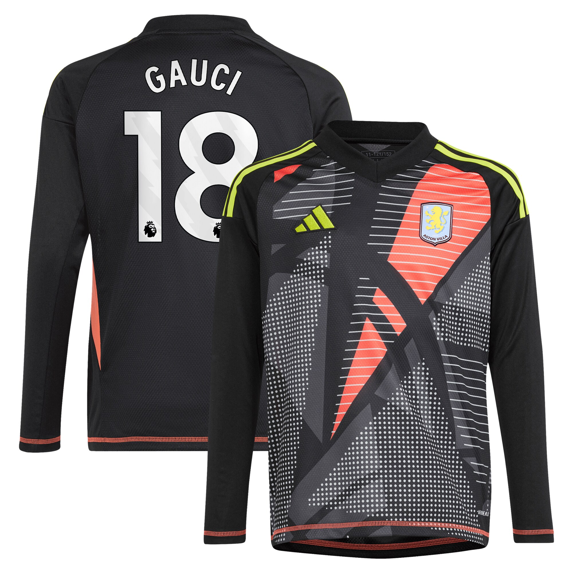 aston villa adidas goalkeeper shirt 2024-25 – long sleeve – kids with gauci 18 printing – 202029323 Collection | AVFC Fan Shop Official Jerseys and Shirts