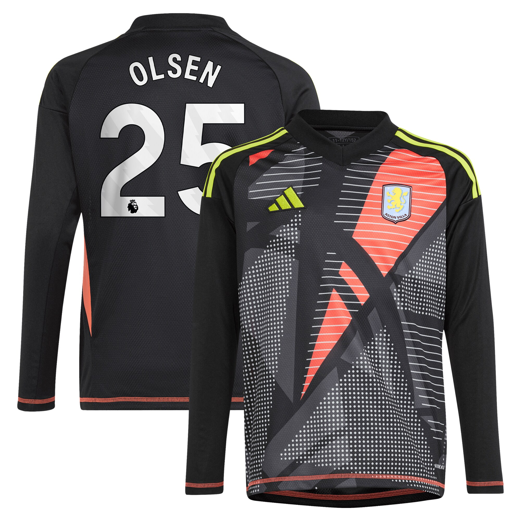 aston villa adidas goalkeeper shirt 2024-25 – long sleeve – kids with olsen 25 printing – 202029322 Collection | AVFC Fan Shop Official Jerseys and Shirts