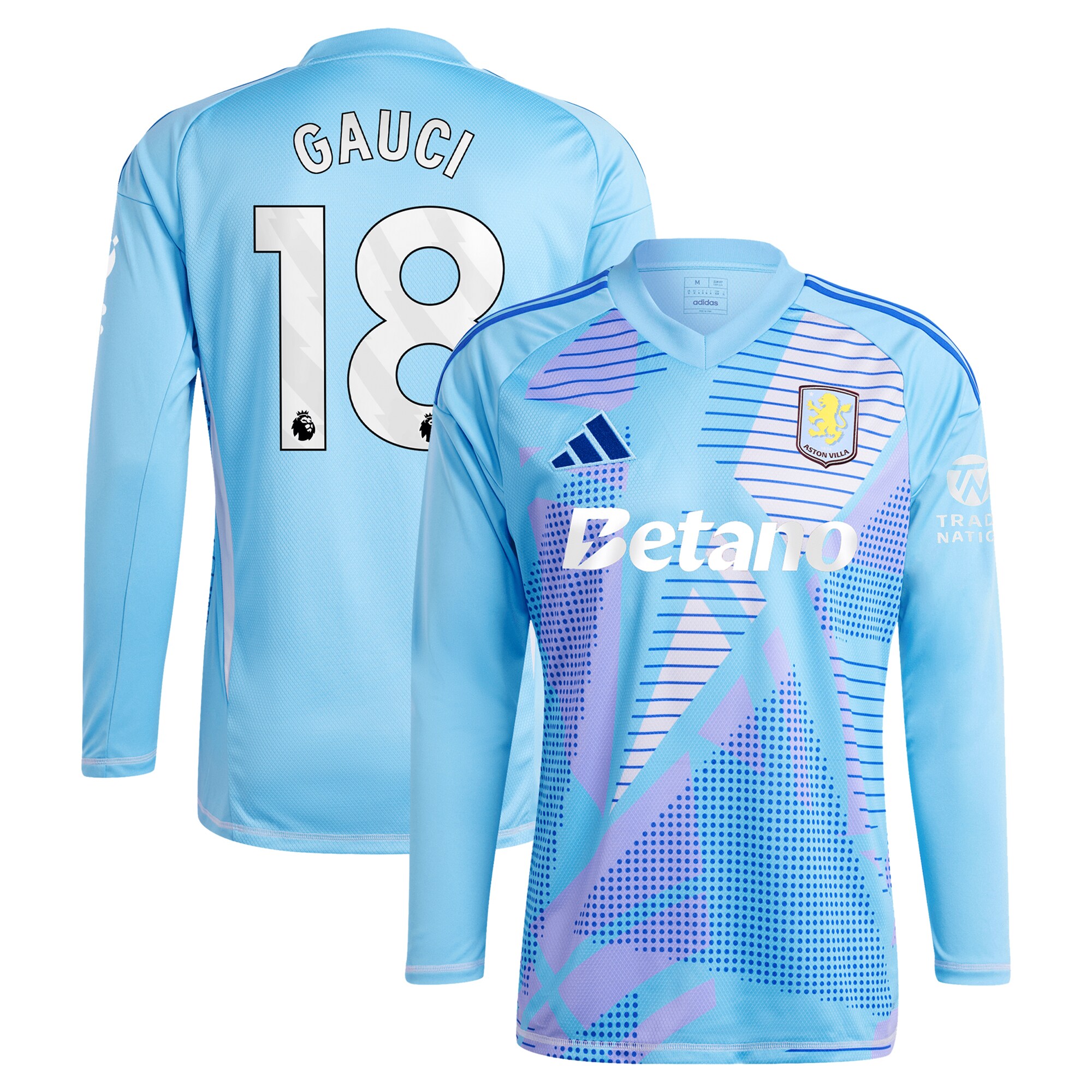 aston villa adidas goalkeeper shirt 2024-25 – long sleeve with gauci 18 printing – 202030982 Collection | AVFC Fan Shop Official Jerseys and Shirts