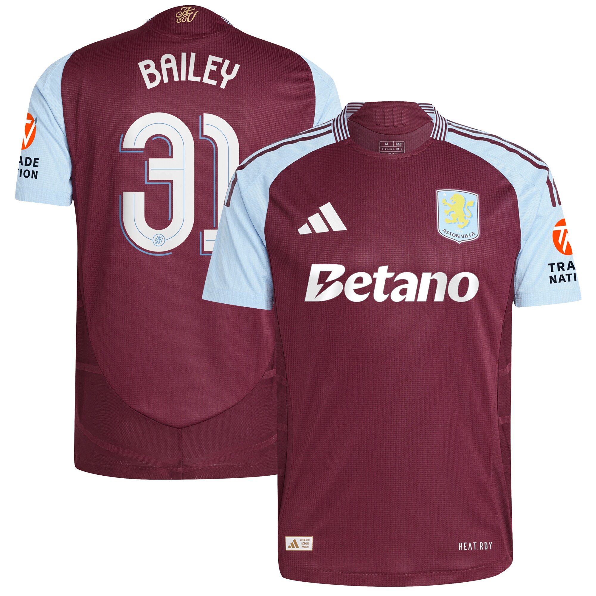 aston villa adidas home authentic shirt 2024-25 with bailey 31 cup printing Collection | AVFC Fan Shop Official Jerseys and Shirts
