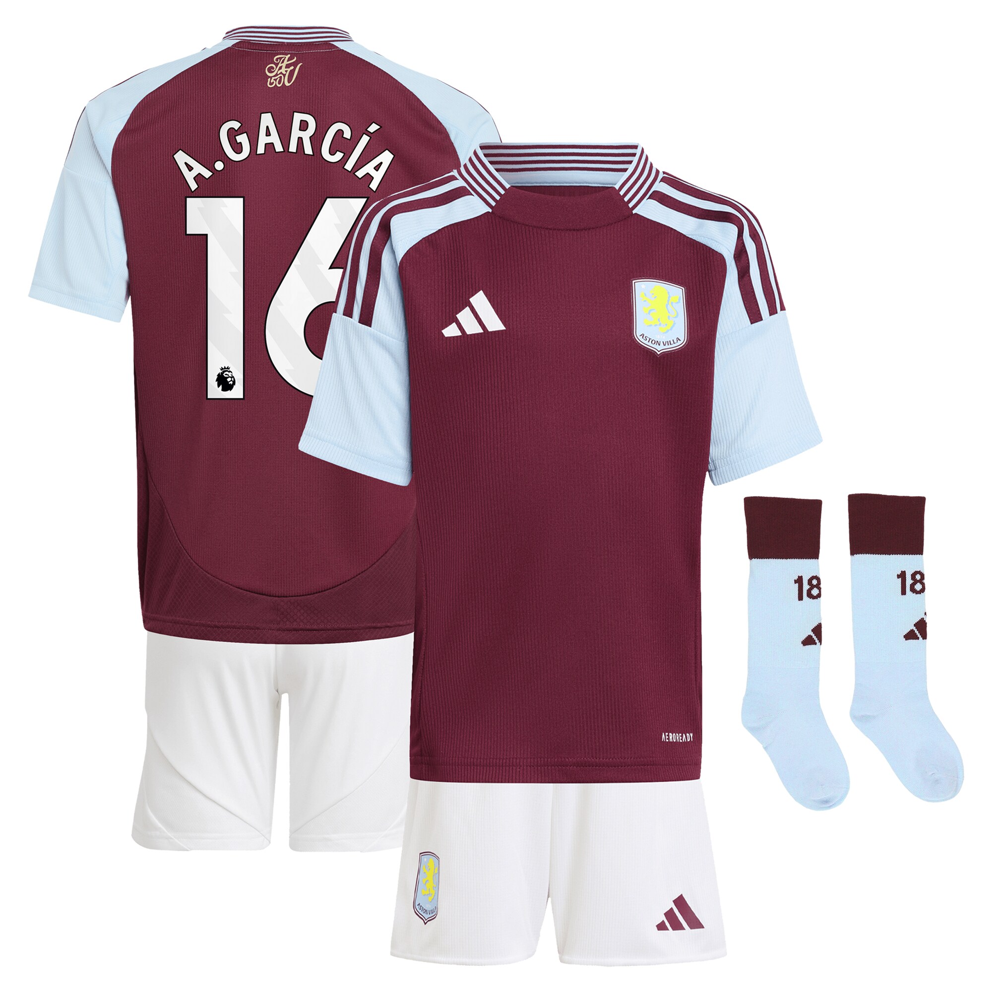 aston villa adidas home mini kit 2024-25 with a.garcía 16 printing Collection | AVFC Fan Shop Official Jerseys and Shirts