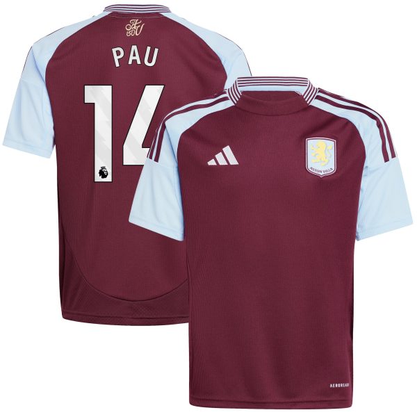 aston villa adidas home shirt 2024-25 – kids with pau 14 printing Collection | AVFC Fan Shop Official Jerseys and Shirts
