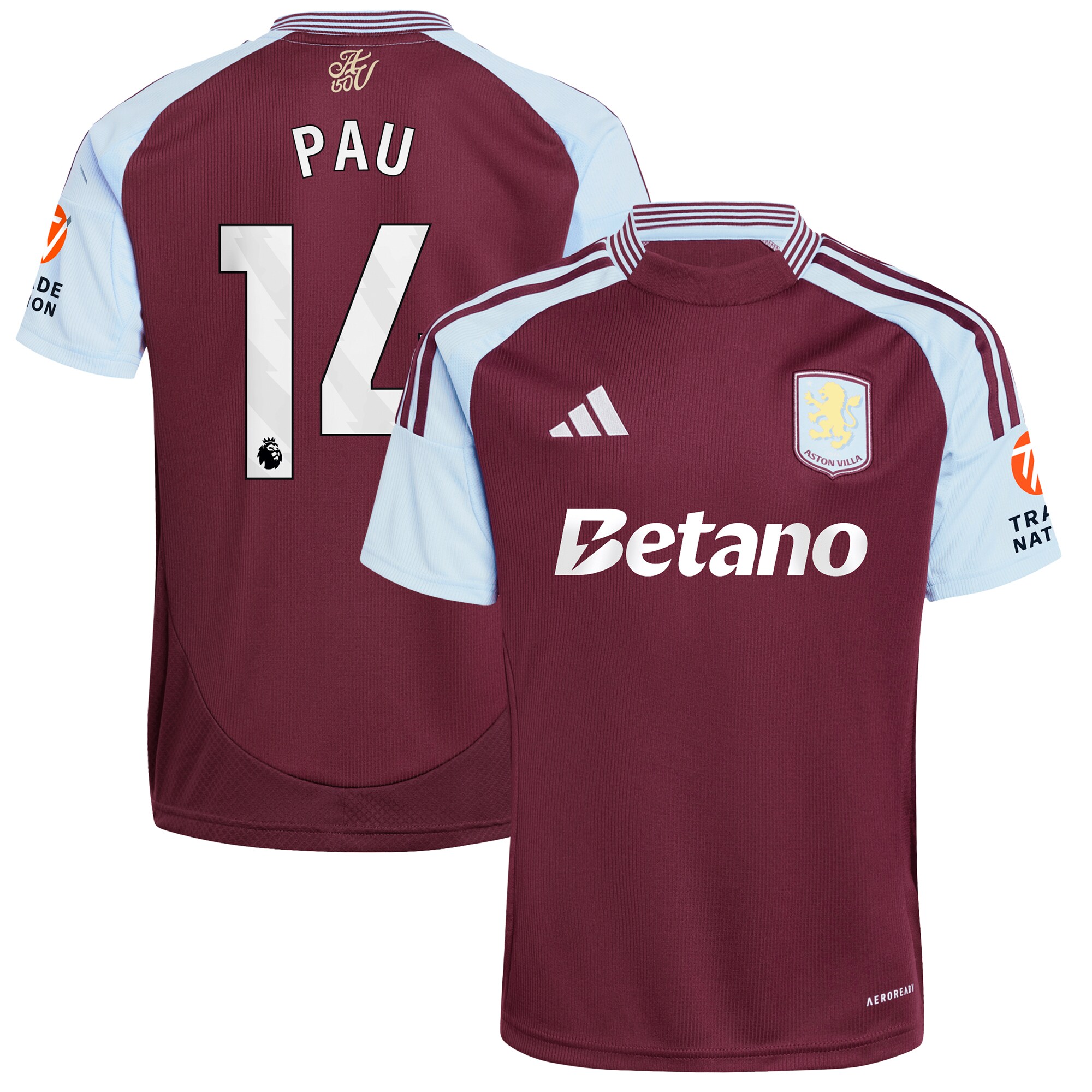 aston villa adidas home shirt 2024-25 with pau 14 printing Collection | AVFC Fan Shop Official Jerseys and Shirts