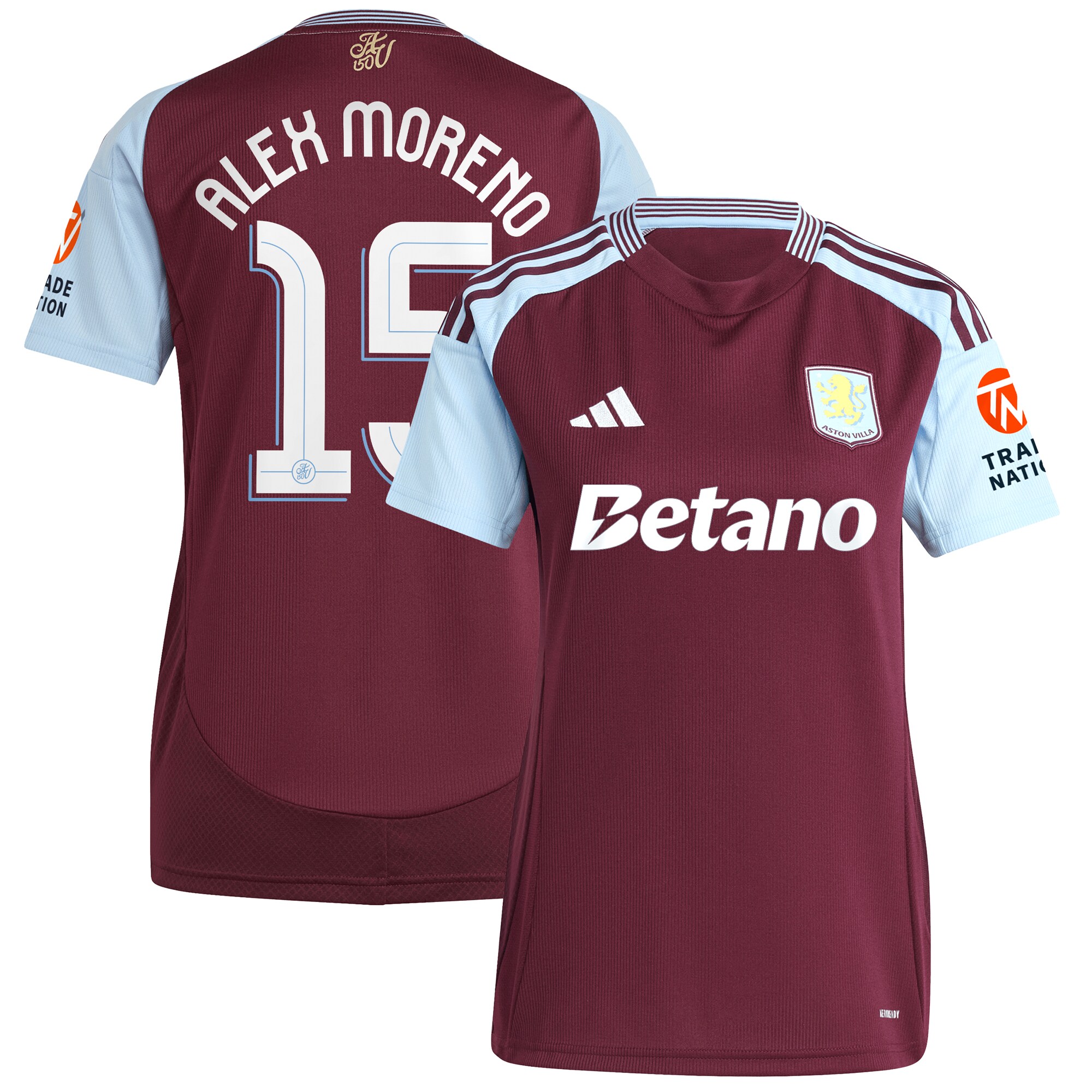 aston villa adidas home shirt 2024-25 – womens with alex moreno 15 cup printing Collection | AVFC Fan Shop Official Jerseys and Shirts