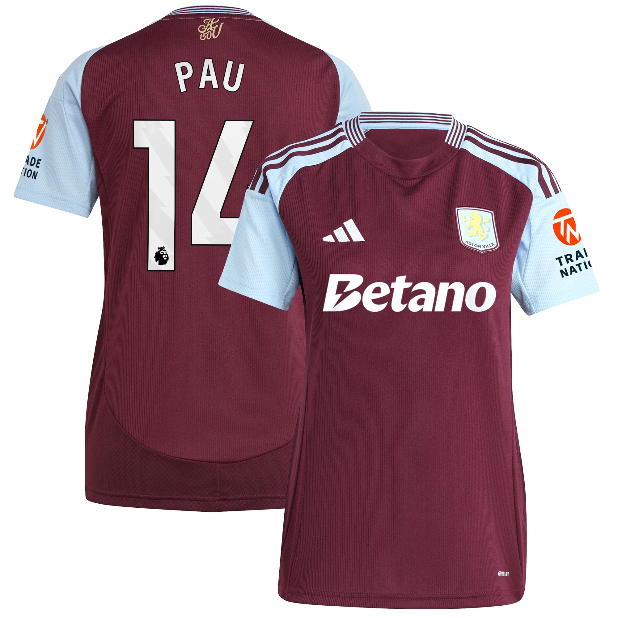 aston villa adidas home shirt 2024-25 – womens with pau 14 printing Collection | AVFC Fan Shop Official Jerseys and Shirts