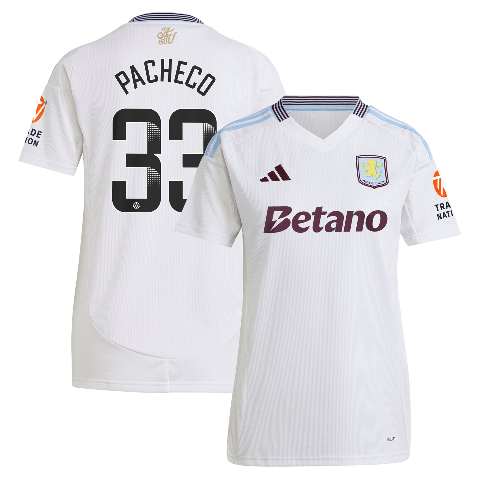aston villa wsl adidas away shirt 2024-25 – womens with pacheco 33 printing Collection | AVFC Fan Shop Official Jerseys and Shirts