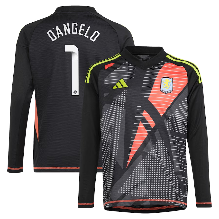 aston villa wsl adidas goalkeeper shirt 2024-25 – long sleeve – kids with d8217angelo 1 printing Collection | AVFC Fan Shop Official Jerseys and Shirts