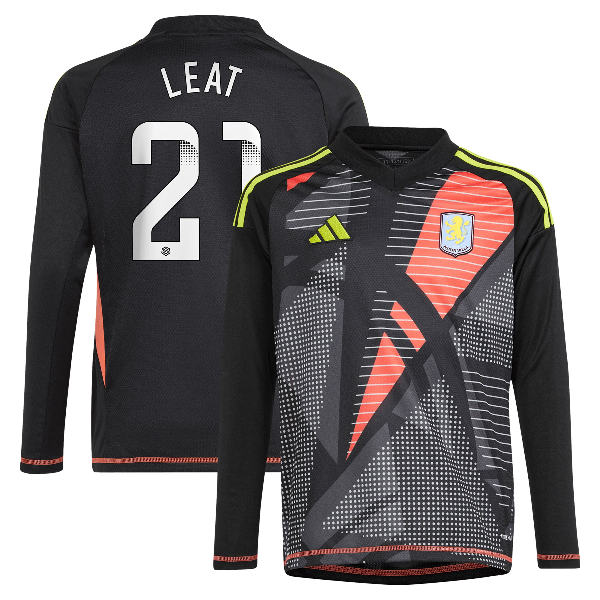 aston villa wsl adidas goalkeeper shirt 2024-25 – long sleeve – kids with leat 21 printing Collection | AVFC Fan Shop Official Jerseys and Shirts