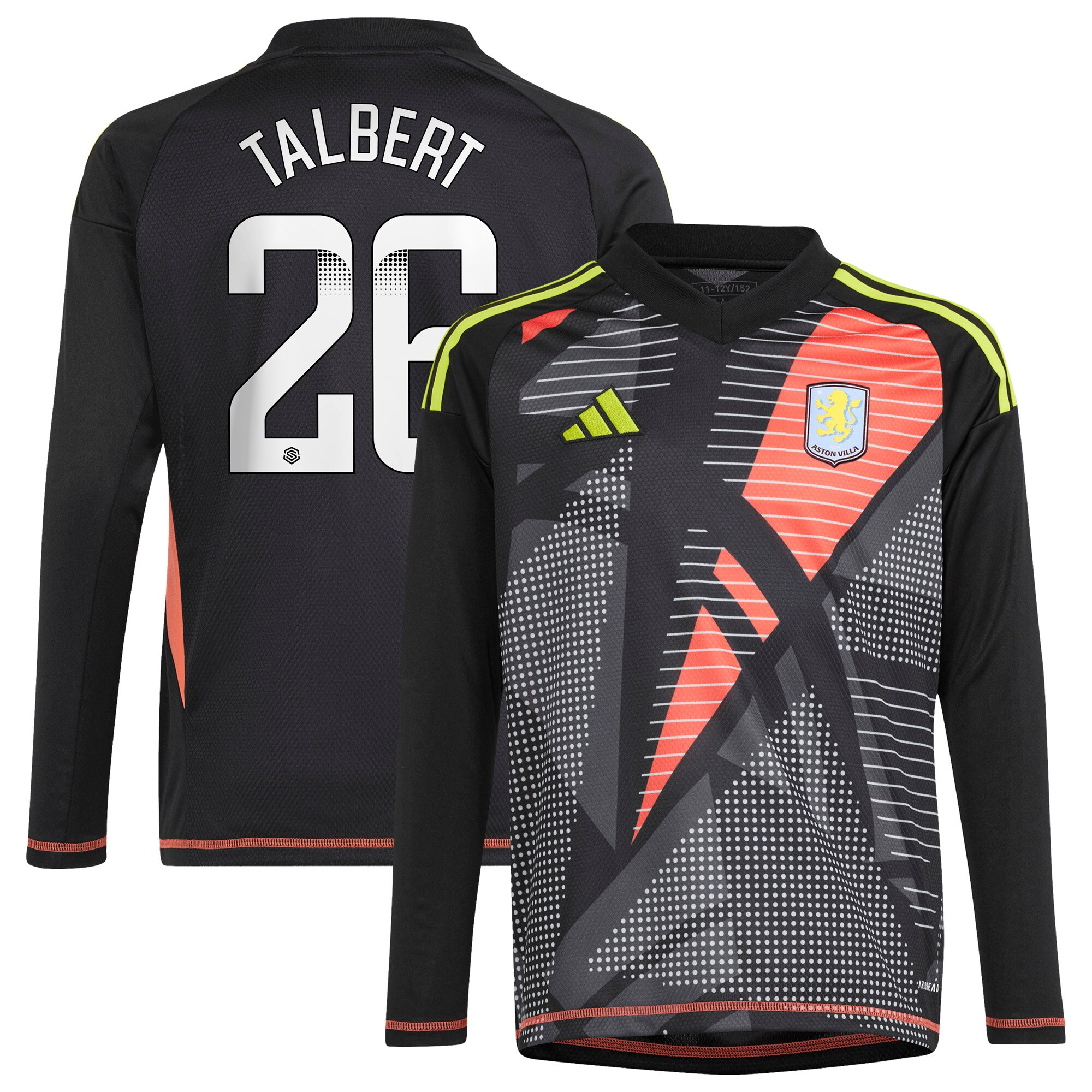 aston villa wsl adidas goalkeeper shirt 2024-25 – long sleeve – kids with talbert 26 printing Collection | AVFC Fan Shop Official Jerseys and Shirts