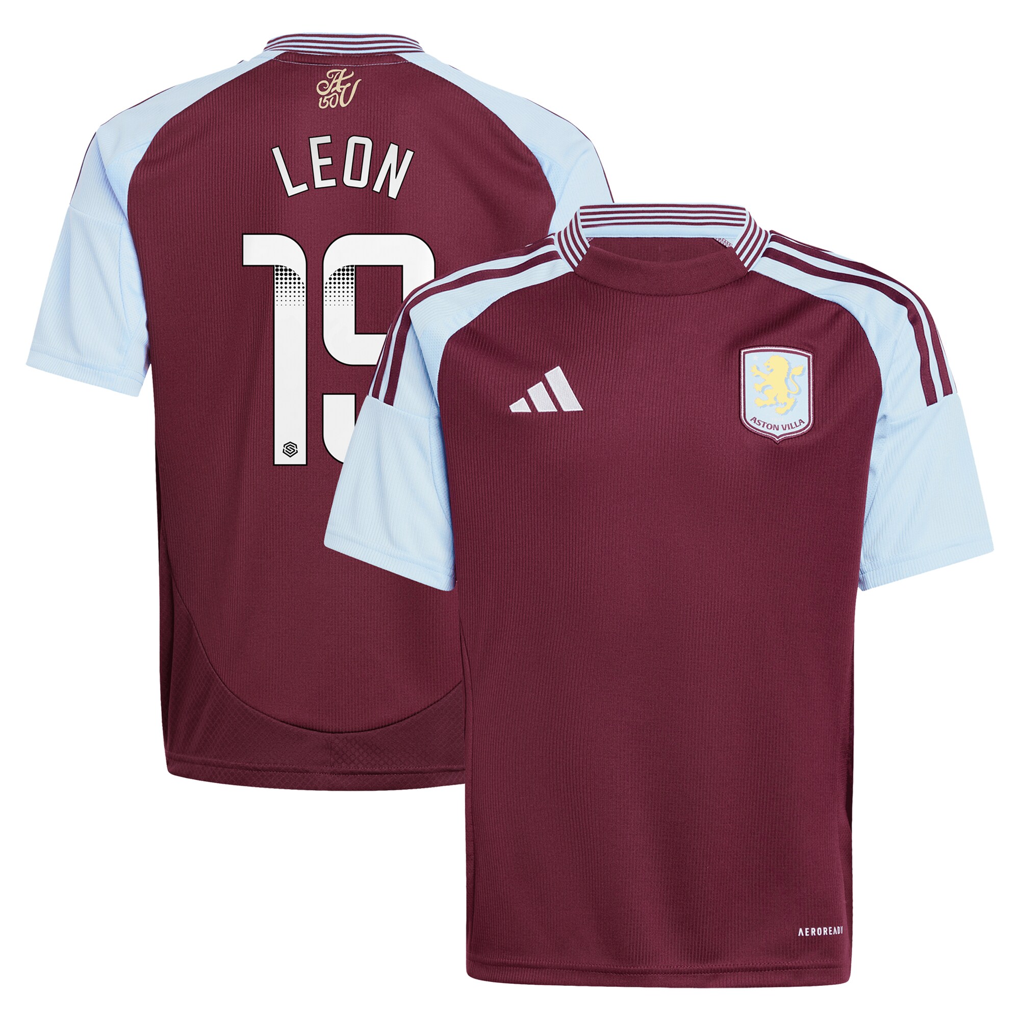 aston villa wsl adidas home shirt 2024-25 – kids with leon 19 printing Collection | AVFC Fan Shop Official Jerseys and Shirts