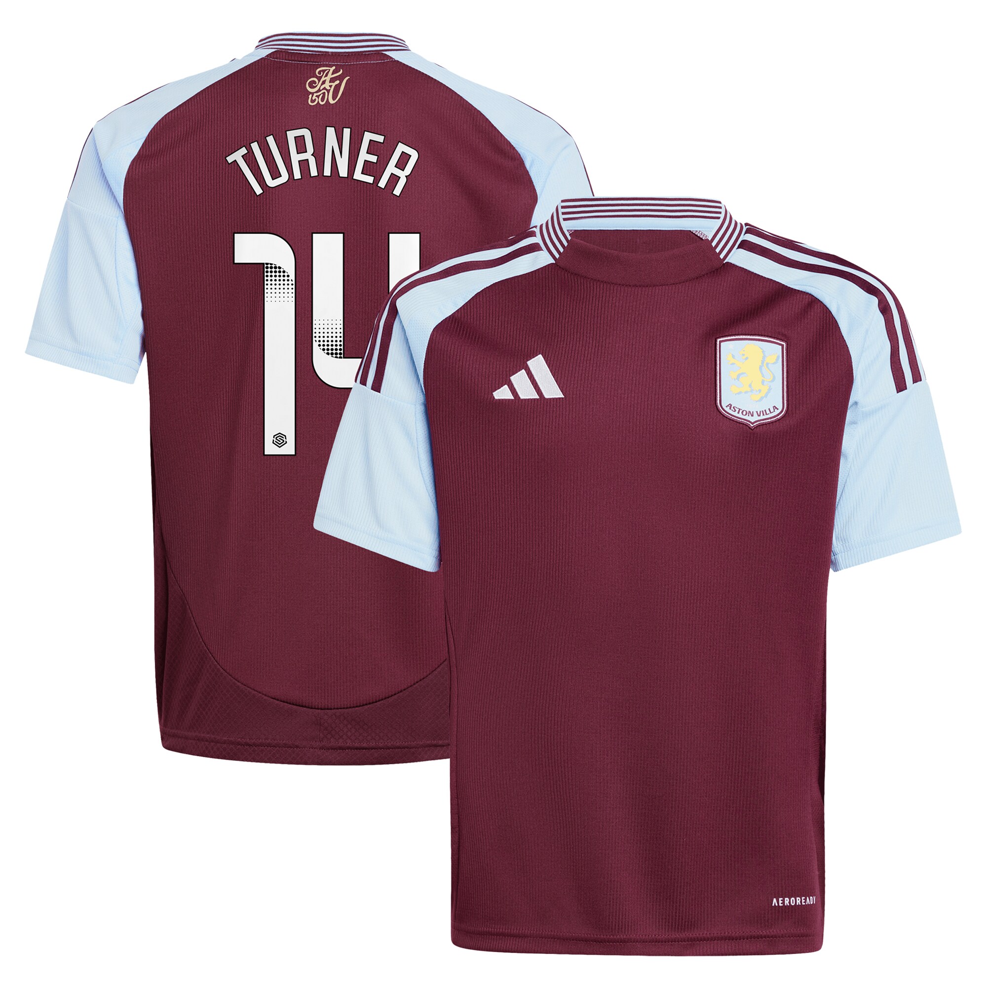 aston villa wsl adidas home shirt 2024-25 – kids with turner 14 printing Collection | AVFC Fan Shop Official Jerseys and Shirts