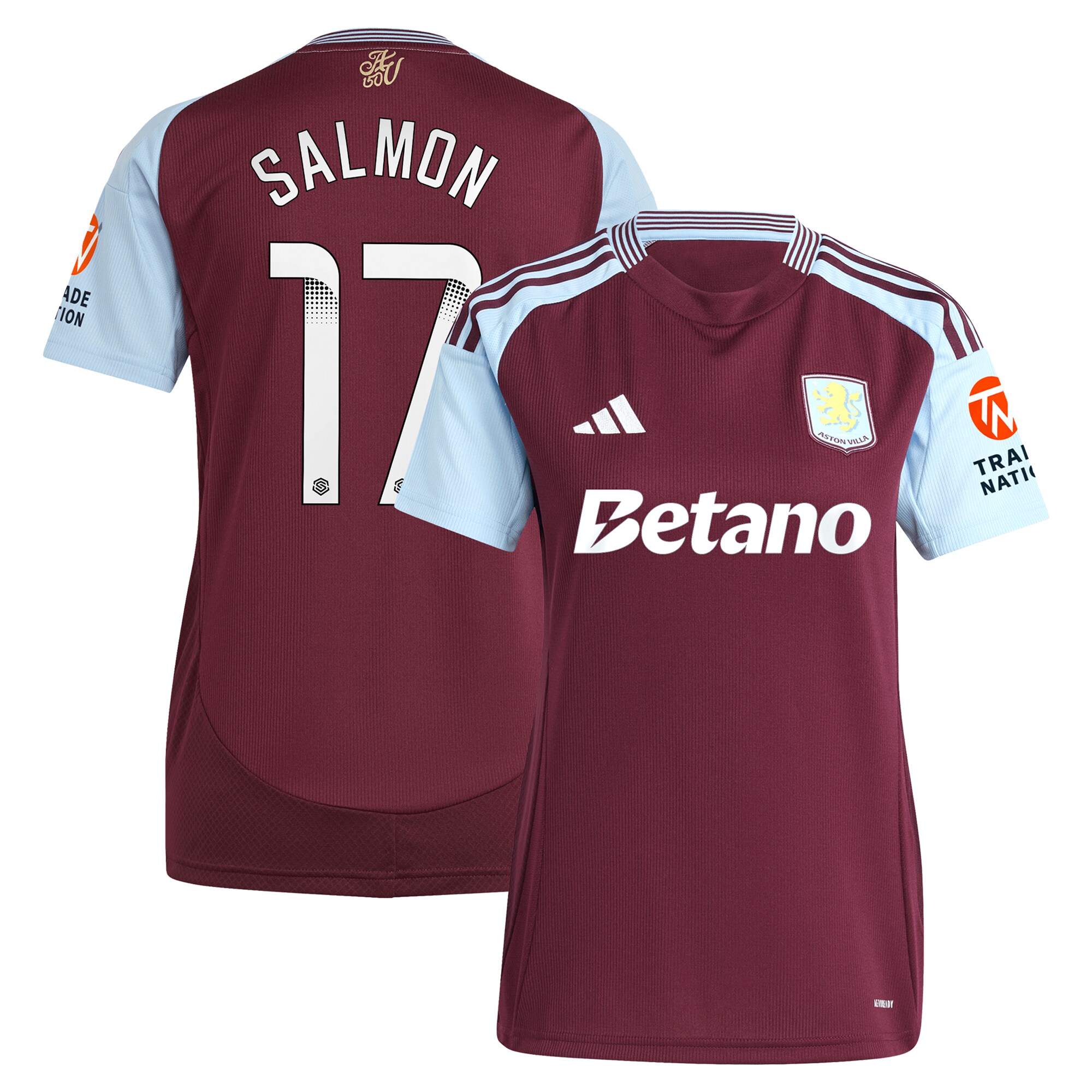 aston villa wsl adidas home shirt 2024-25 – womens with salmon 17 printing Collection | AVFC Fan Shop Official Jerseys and Shirts